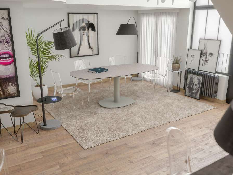TABLE DE REPAS ARTICA BASE ACIER LAQUE